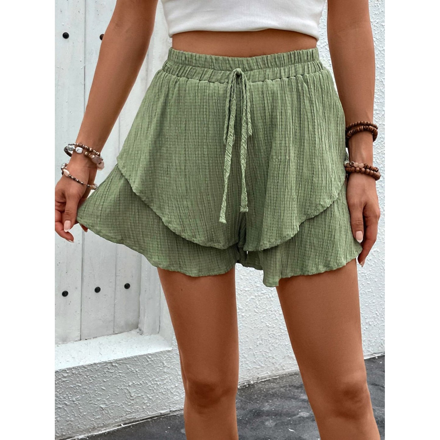 Perfee Tied Layered High Waist Shorts