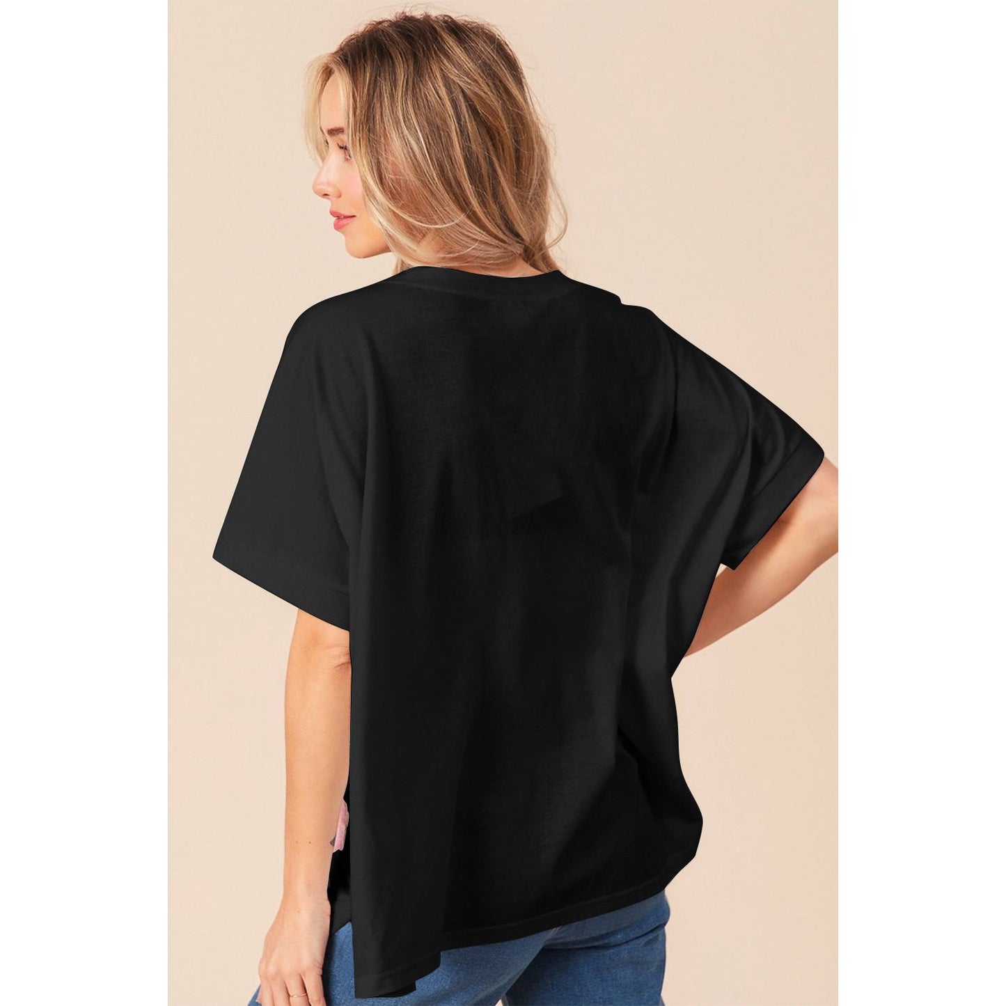 BiBi Sequin Bow Patch Short Sleeve T-Shirt