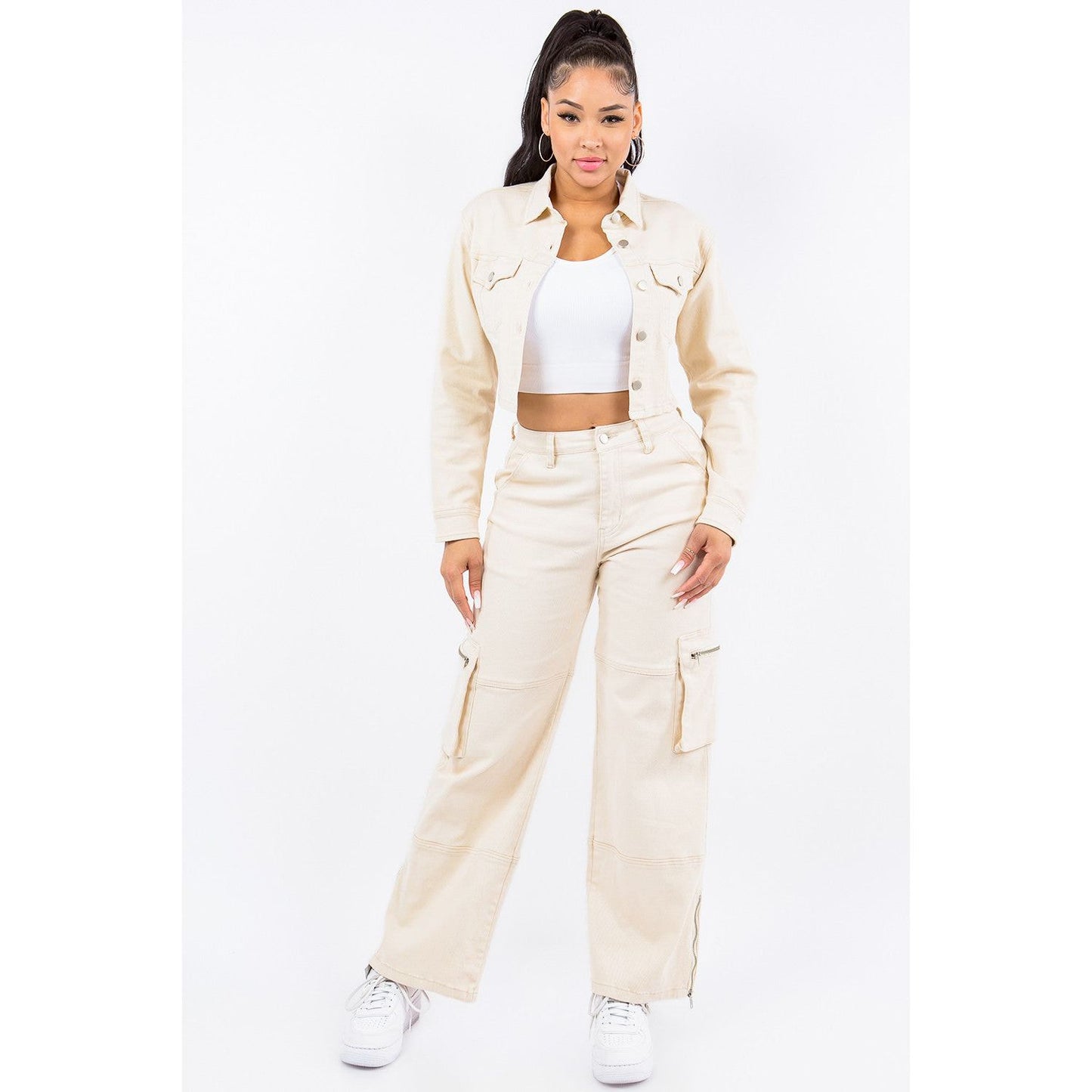 American Bazi Laced Back Cropped Jacket