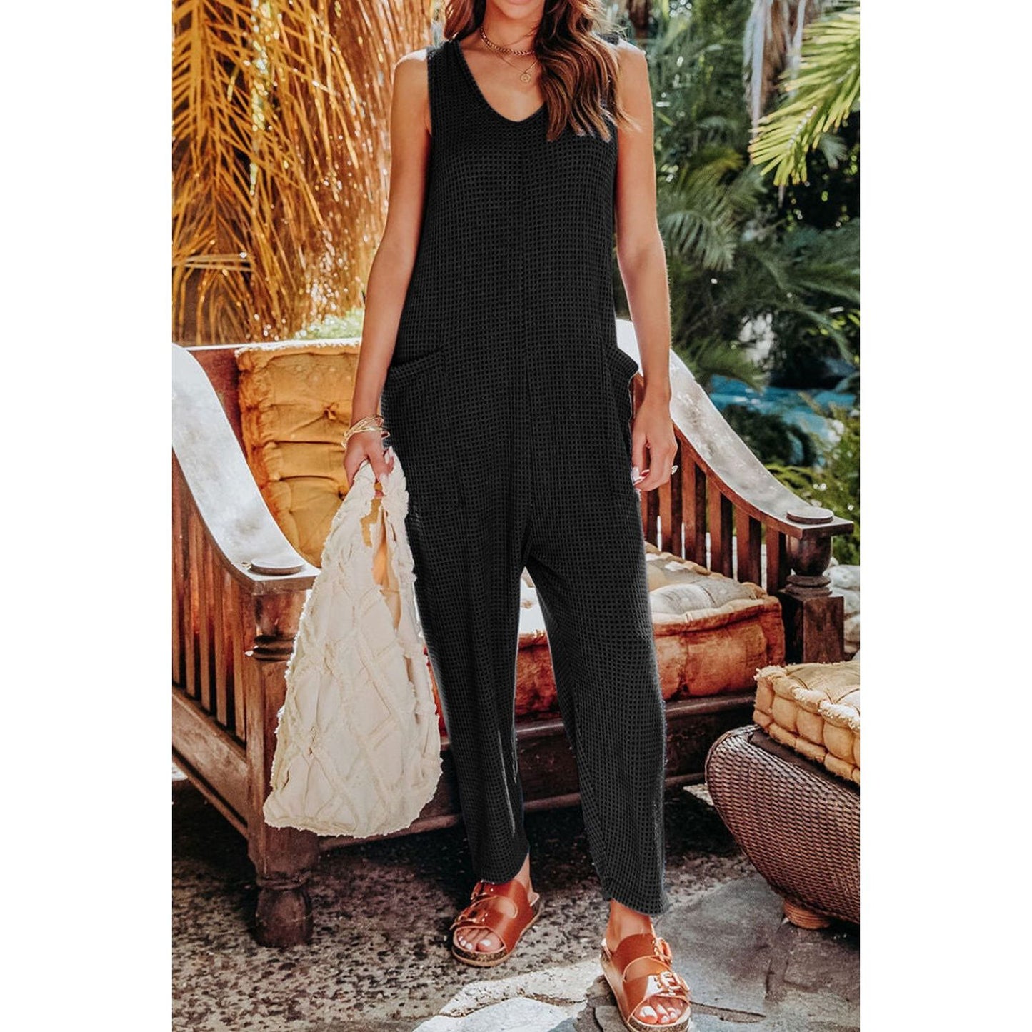 Double Take Full Size Sleeveless Straight Jumpsuit