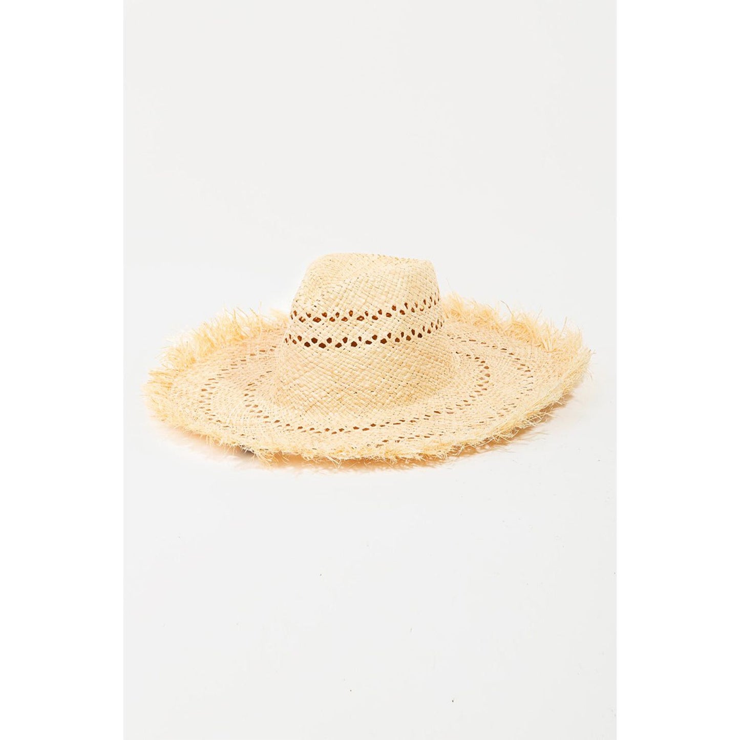 Fame Openwork Raw Hem Weave Hat