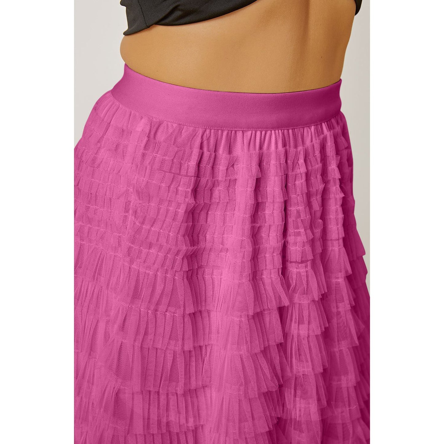 Ruched High Waist Tiered Skirt