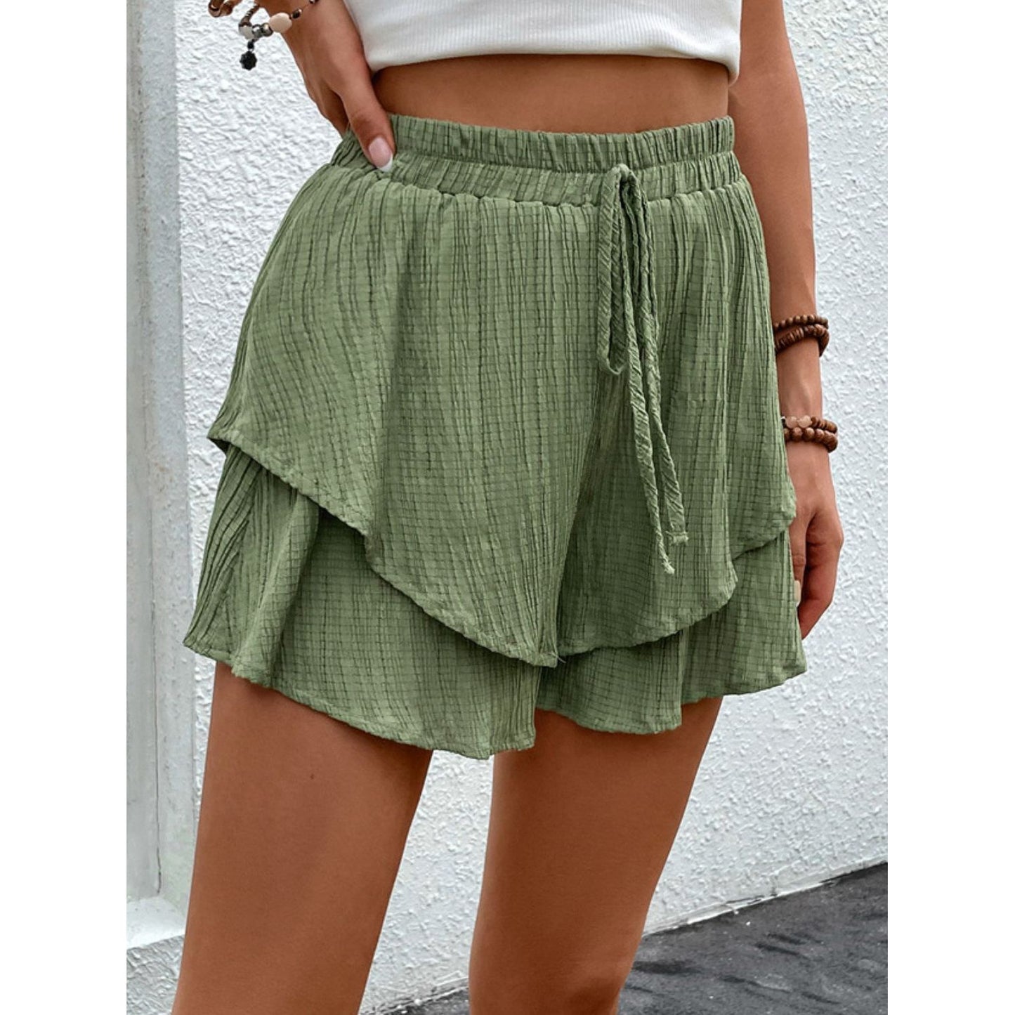 Perfee Tied Layered High Waist Shorts