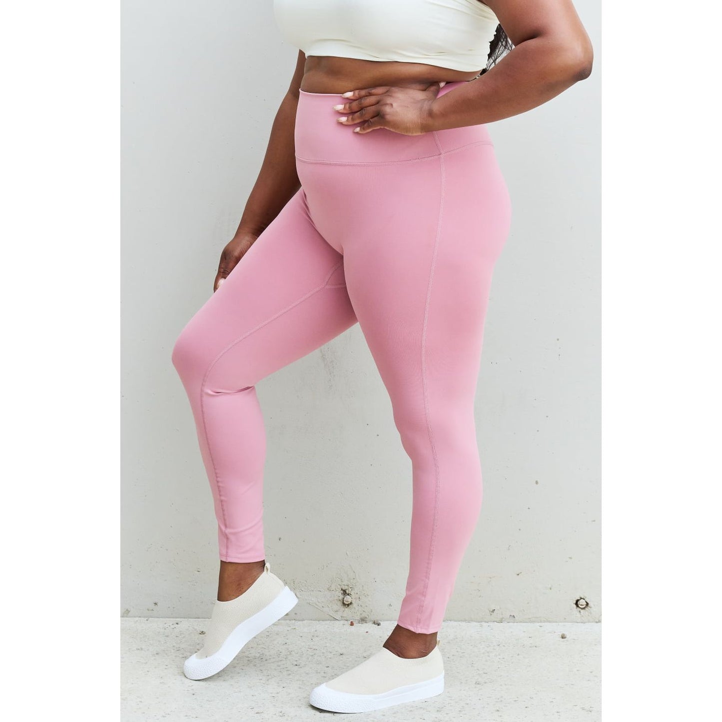 Zenana Fit For You Full Size High Waist Active Leggings in Light Rose