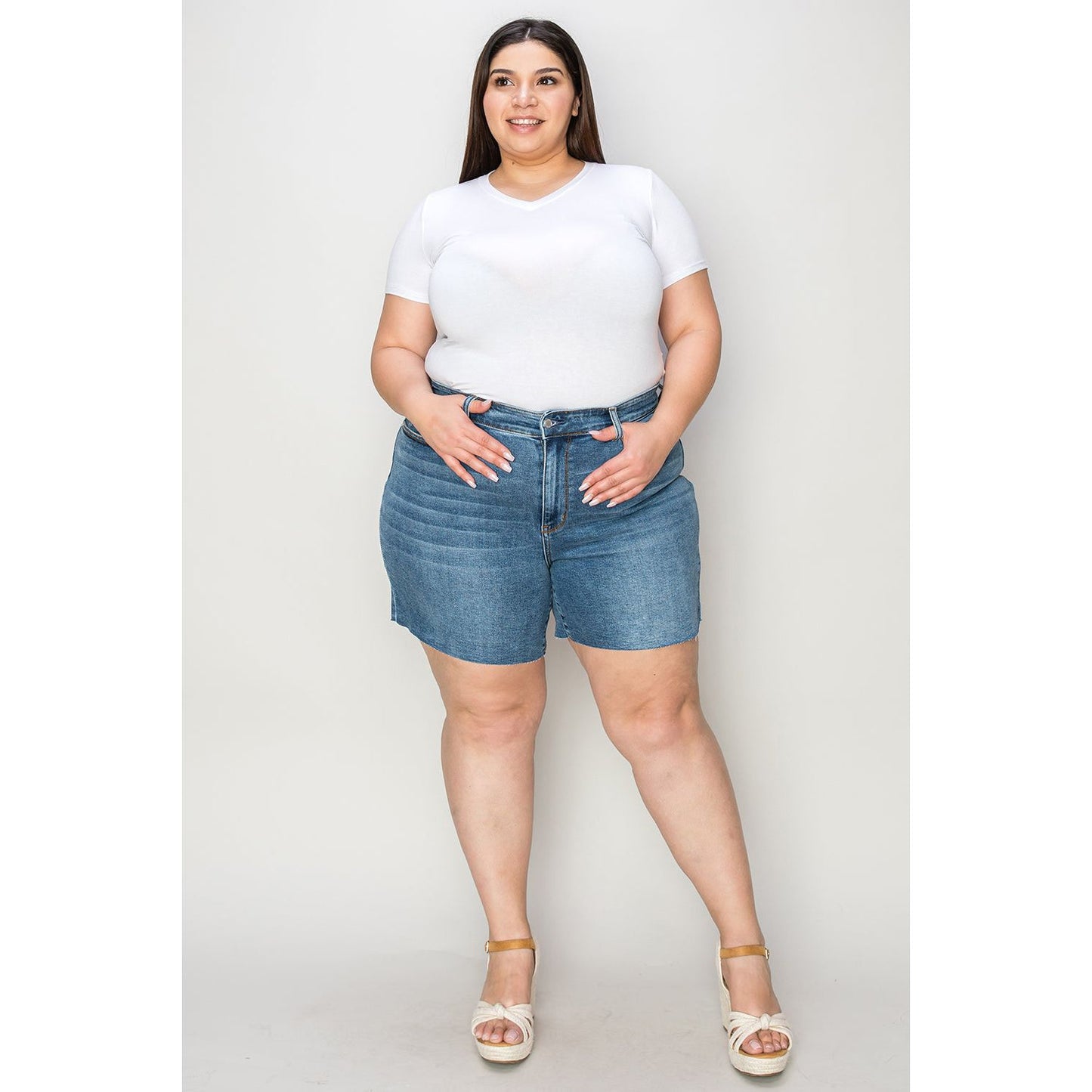 Judy Blue Full Size High Waist Slim Denim Shorts