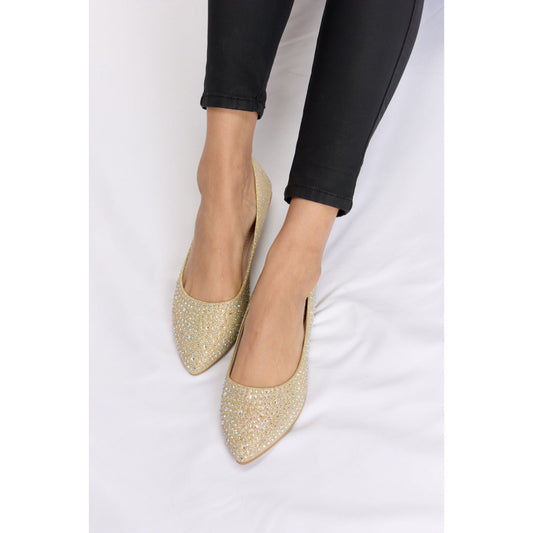 Forever Link Rhinestone Point Toe Flat Slip-Ons