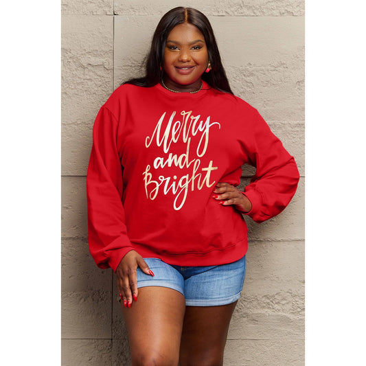 Simply Love Full Size MERRY AND BRIGHT Graphic Sweatshirt