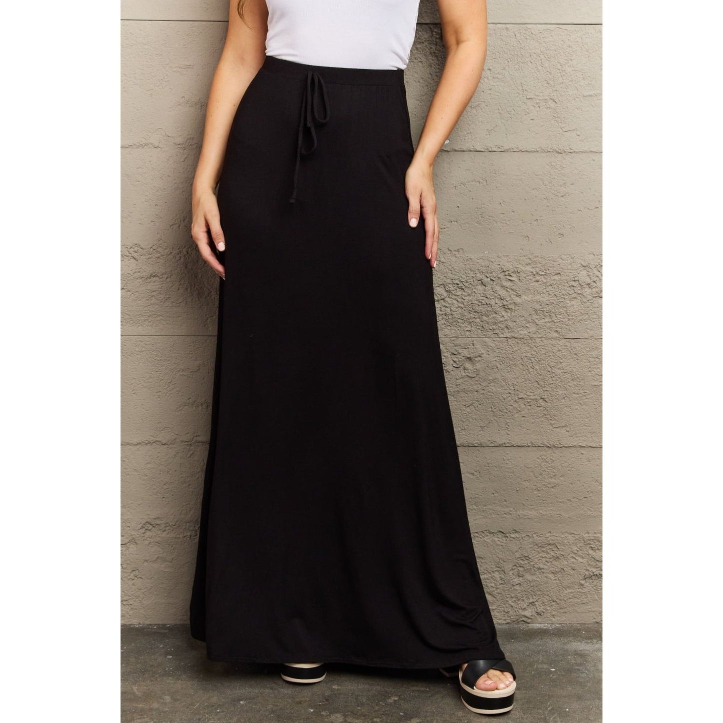 Culture Code For The Day Full Size Flare Maxi Skirt in Black