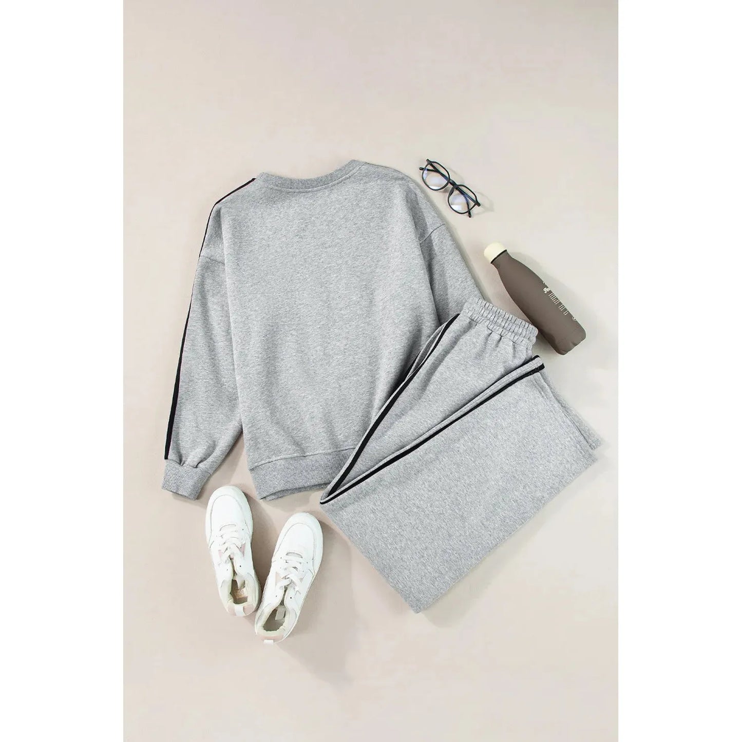 Round Neck Long Sleeve Top and Pants Active Set