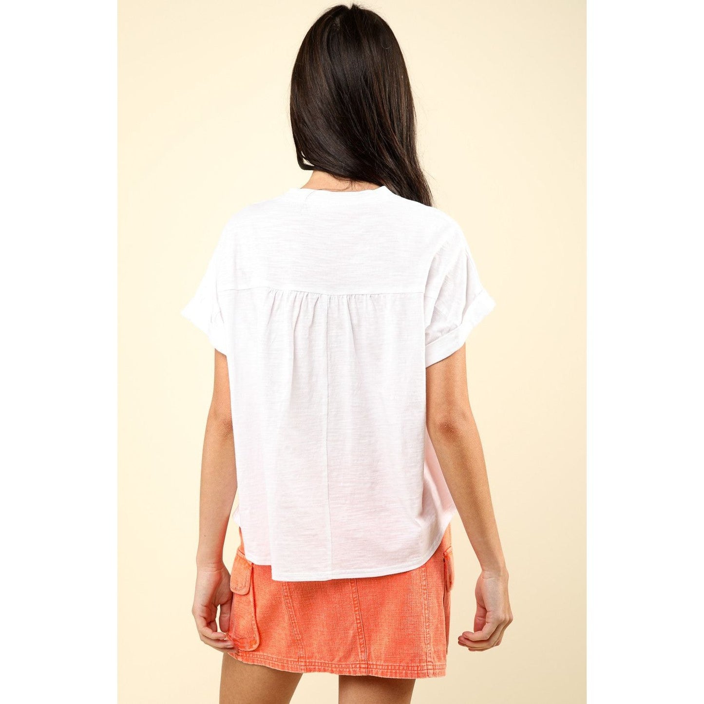 VERY J Nochted Short Sleeve Washed T-Shirt