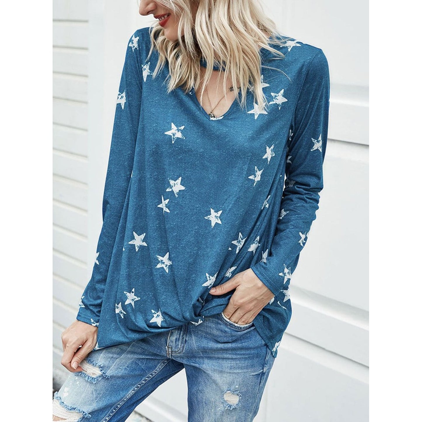 Cutout Round Neck Long Sleeve T-Shirt