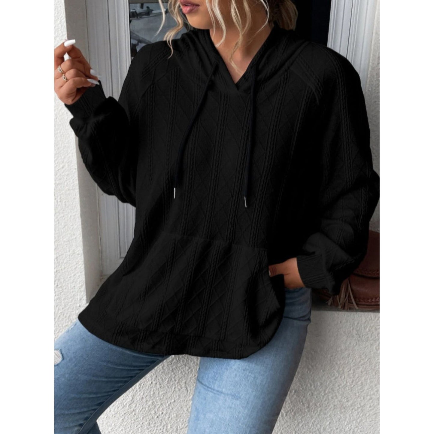 Full Size Drawstring Long Sleeve Hoodie