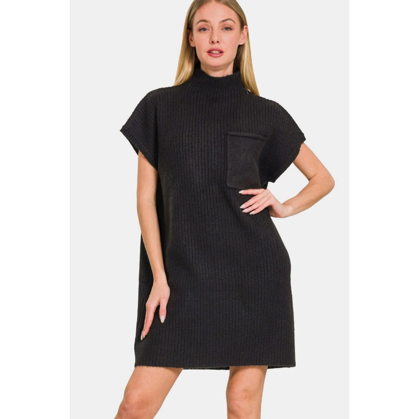 Zenana Short Sleeve Sweater Mini Dress