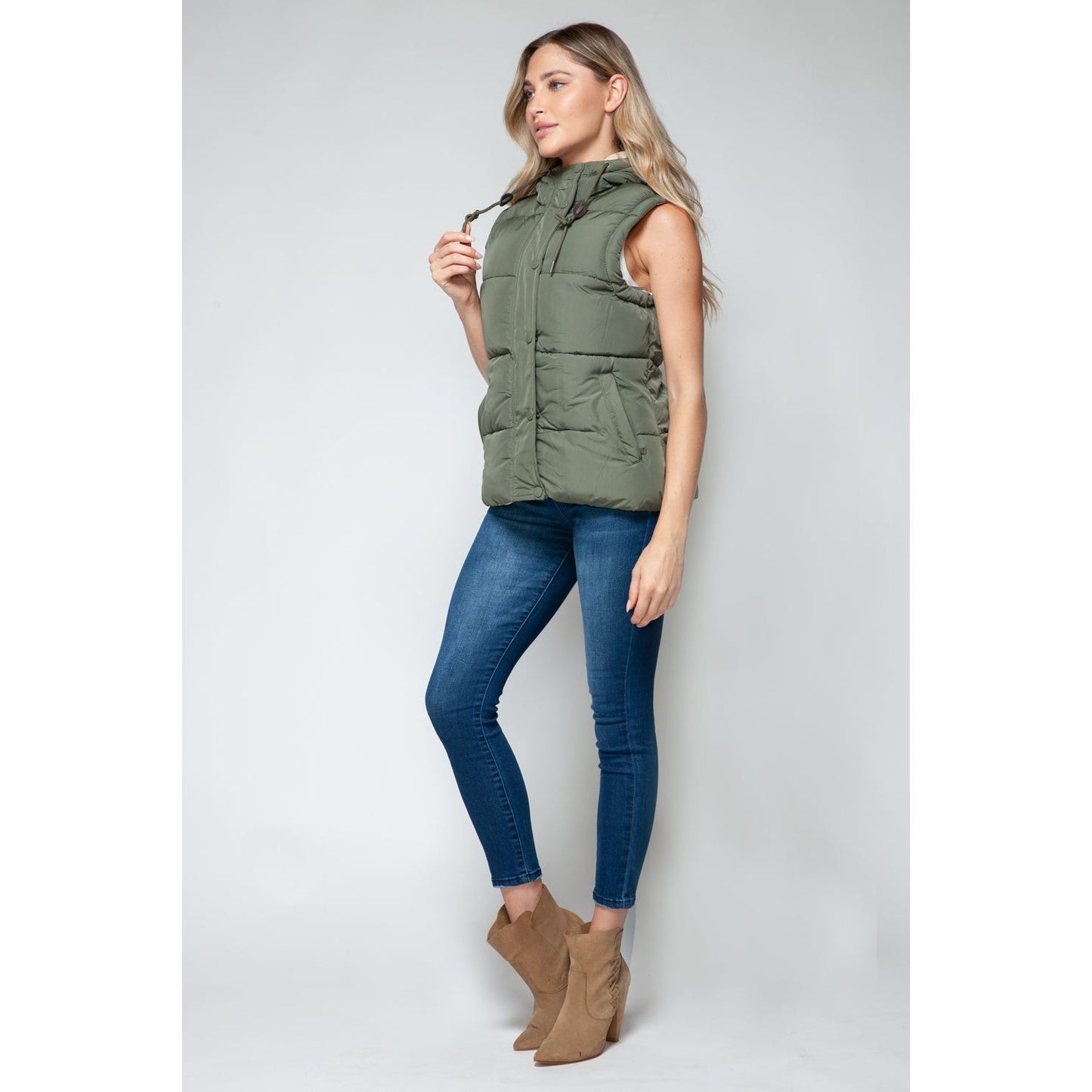 Snobbish Snap and Zip Closure Hooded Vest