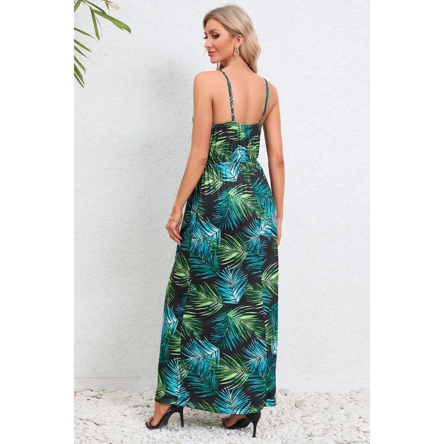 Printed Surplice Maxi Cami Dress