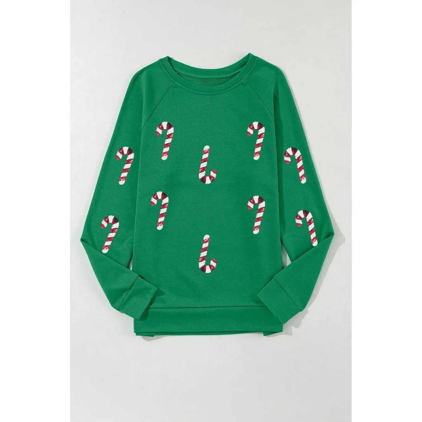 Candy Cane Round Neck Long Sleeve Sweatshirt