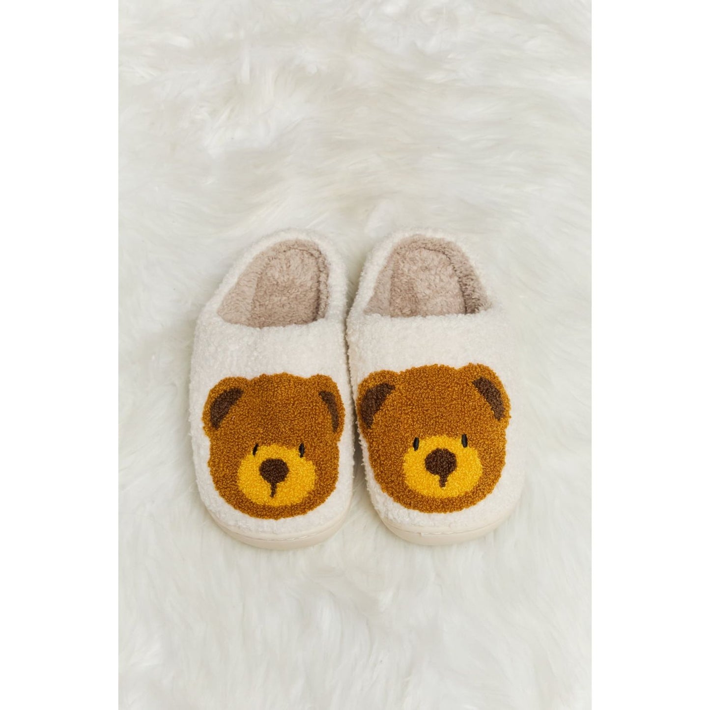 Melody Teddy Bear Print Plush Slide Slippers