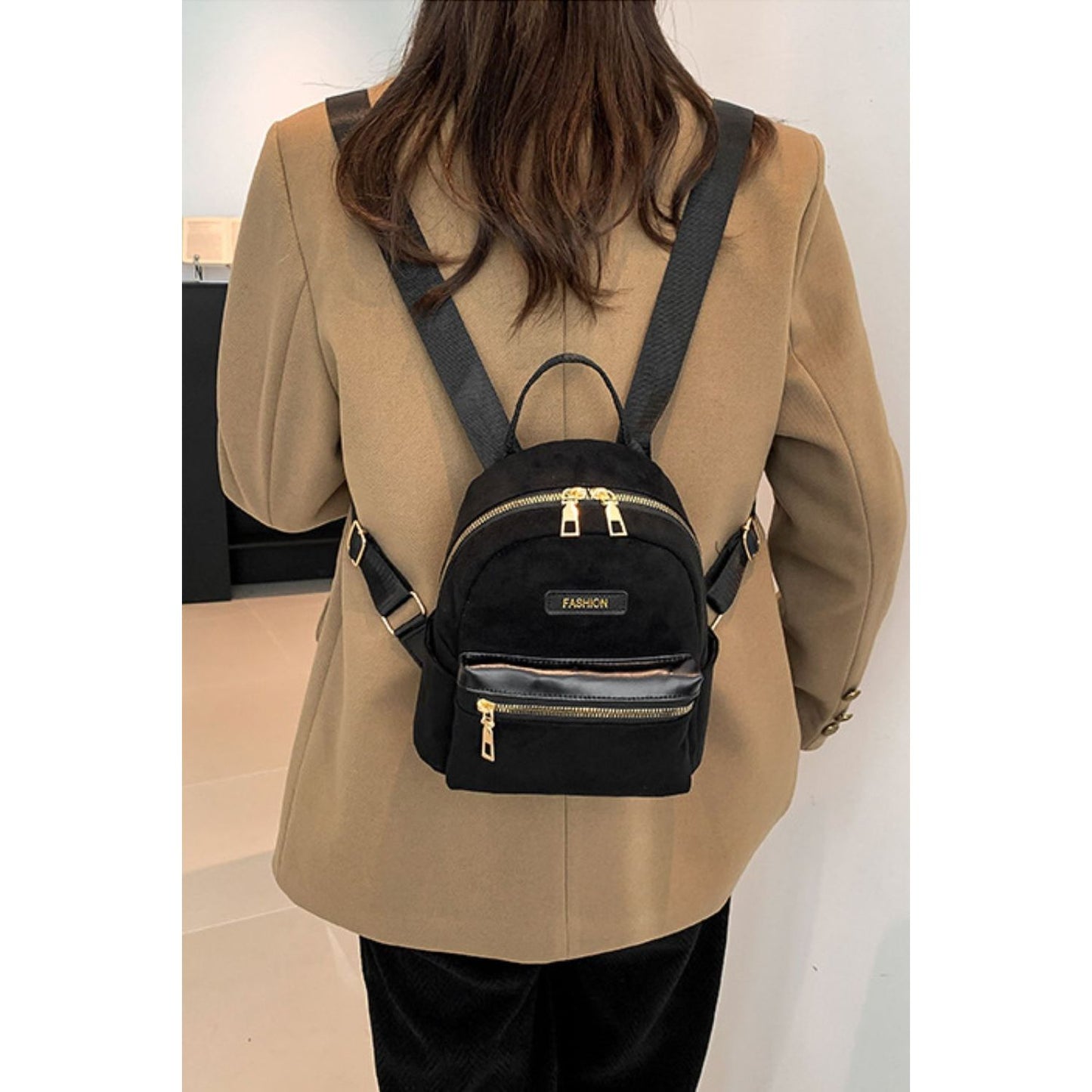 Suede Adjustable Strap Backpack Bag