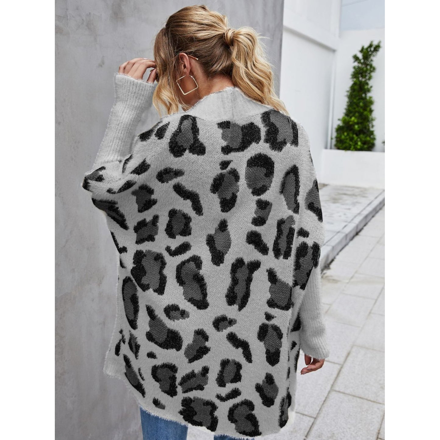 Angel Wings Leopard Pattern Fuzzy Cardigan