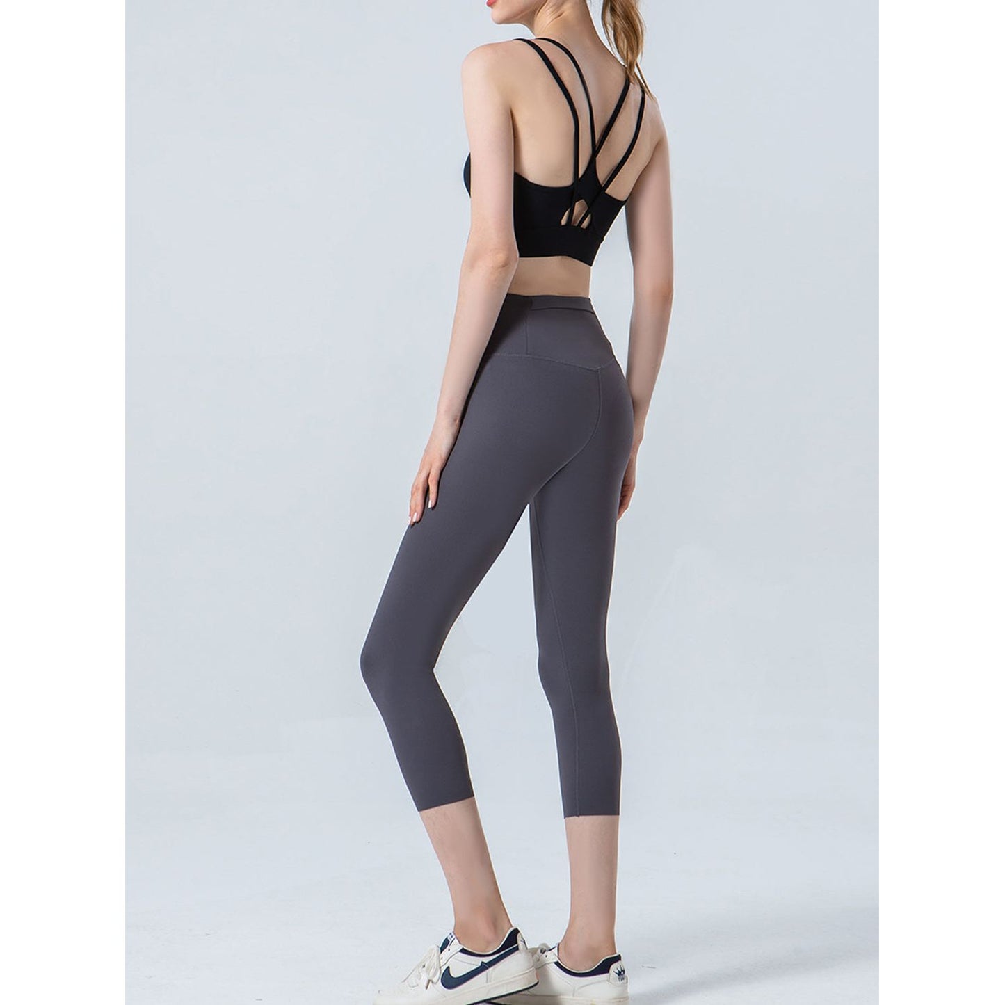 Wide Waistband Cropped Sports Leggings