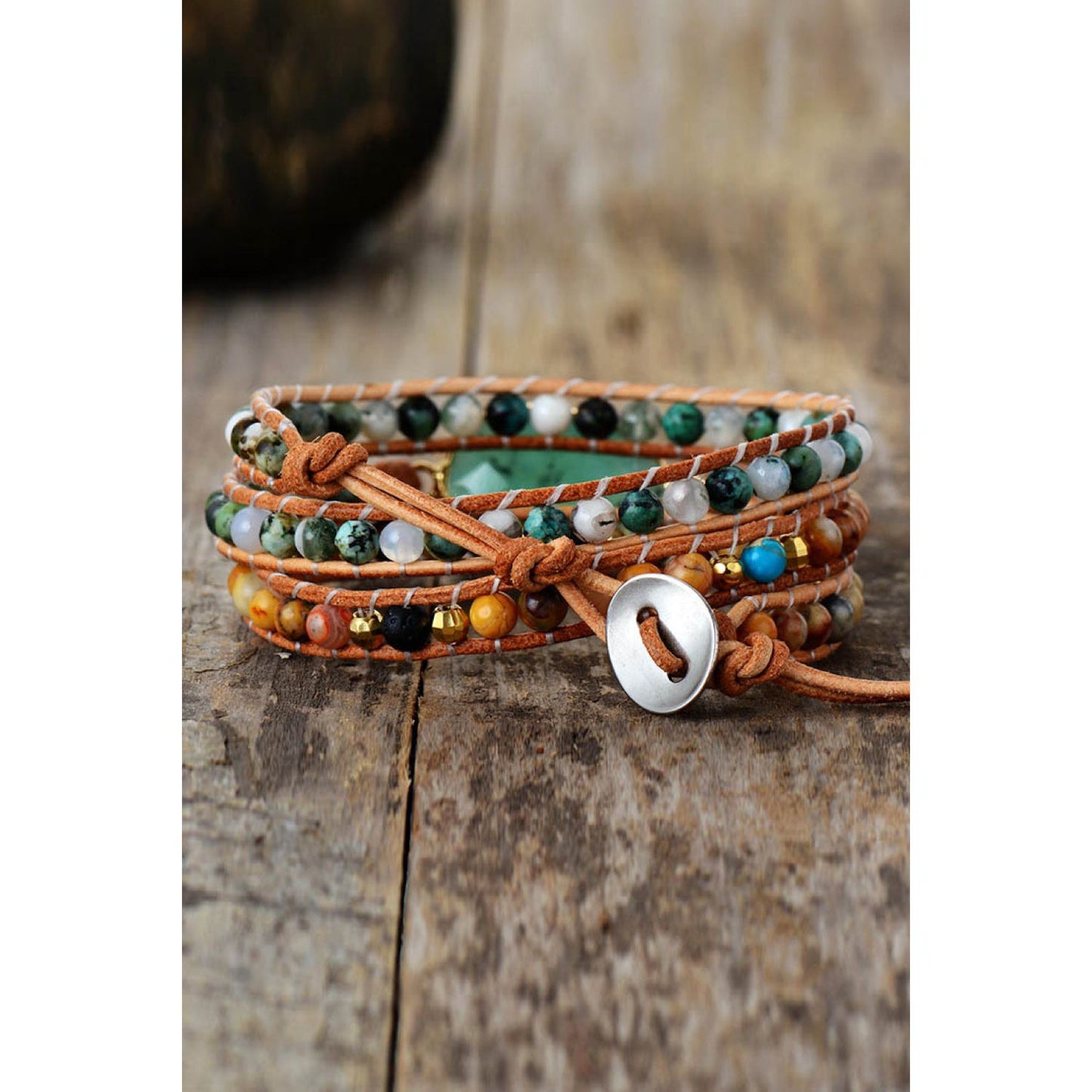 Natural Stone & Agate Layered Bracelet