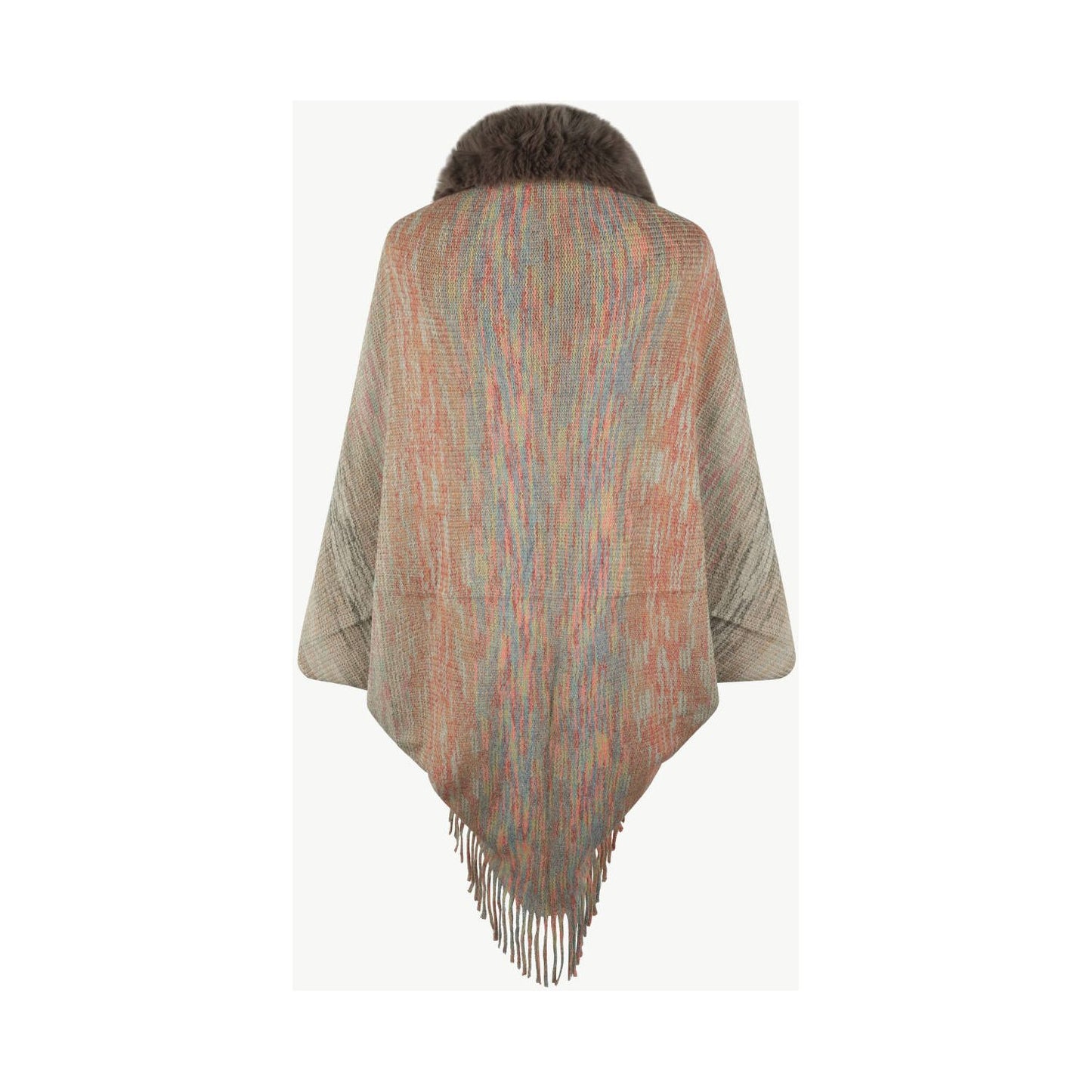 Open Front Fringe Hem Poncho