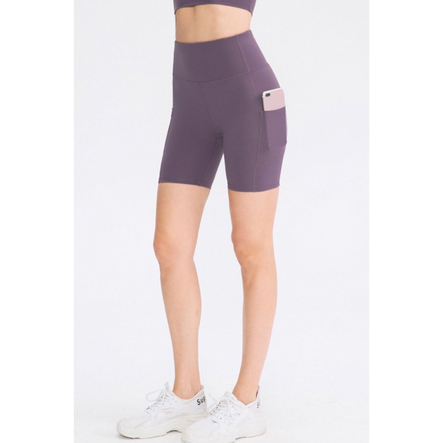 Wide Waistband Sports Shorts with Pockets