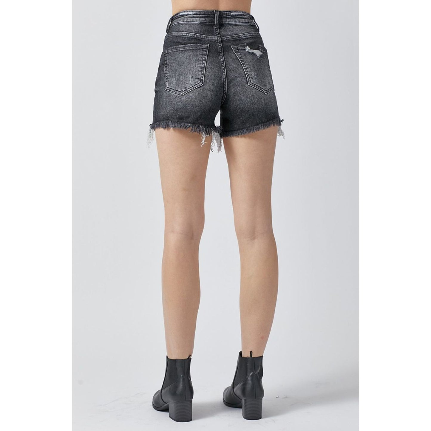 RISEN Full Size High Rise Distressed Denim Shorts