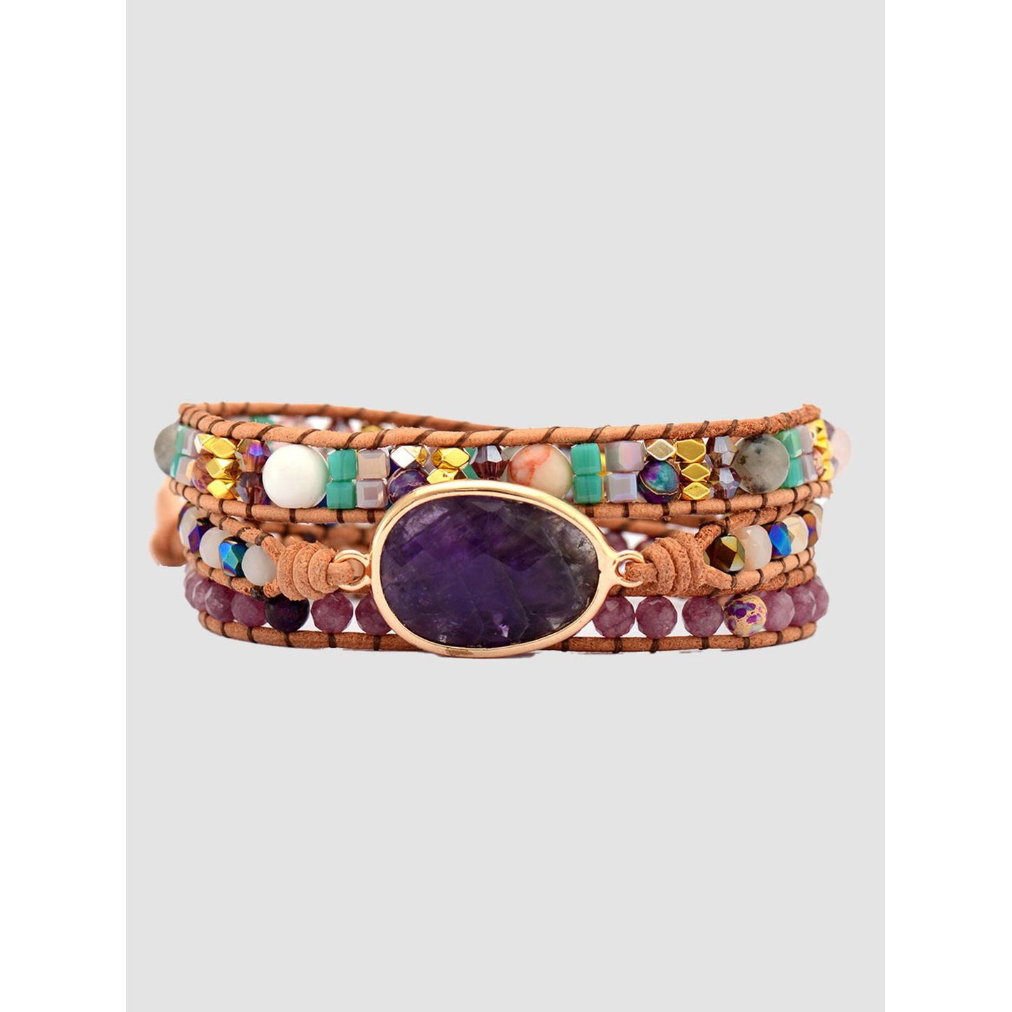 Triple-Layer Amethyst Bracelet