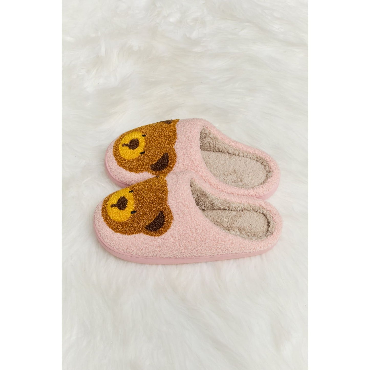 Melody Teddy Bear Print Plush Slide Slippers