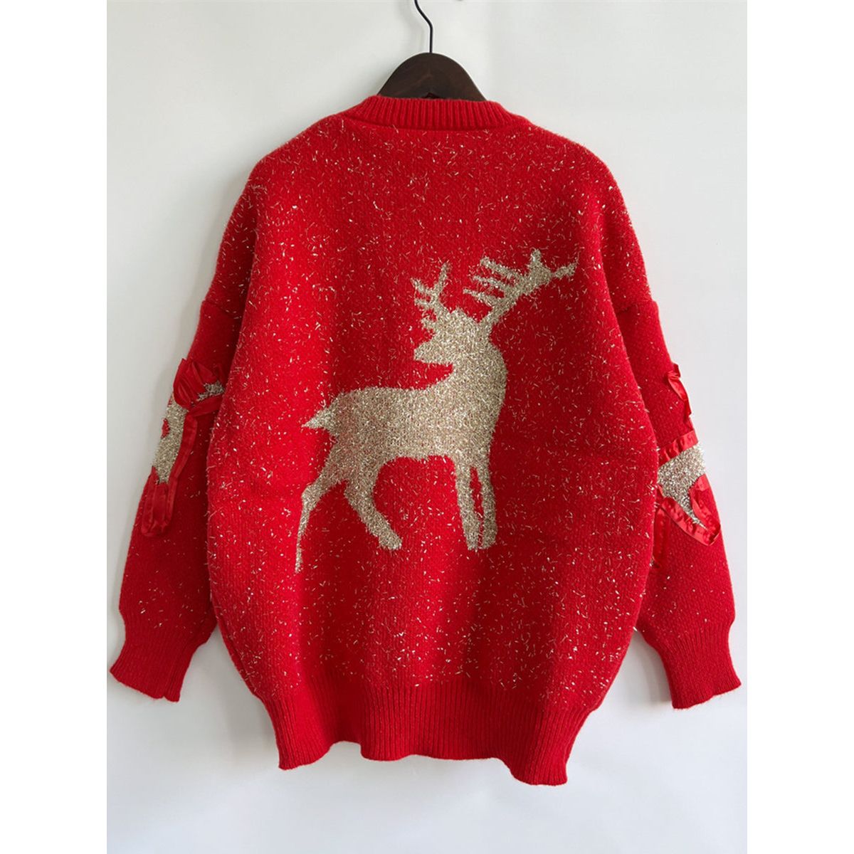 Reindeer Round Neck Long Sleeve Sweater