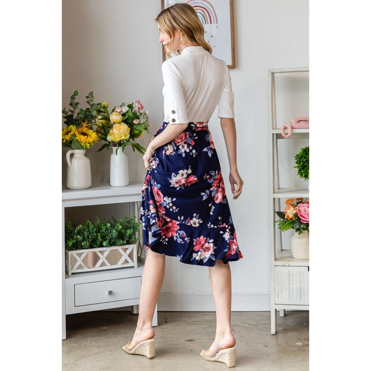 Reborn J Floral Wrap Ruffled Skirt