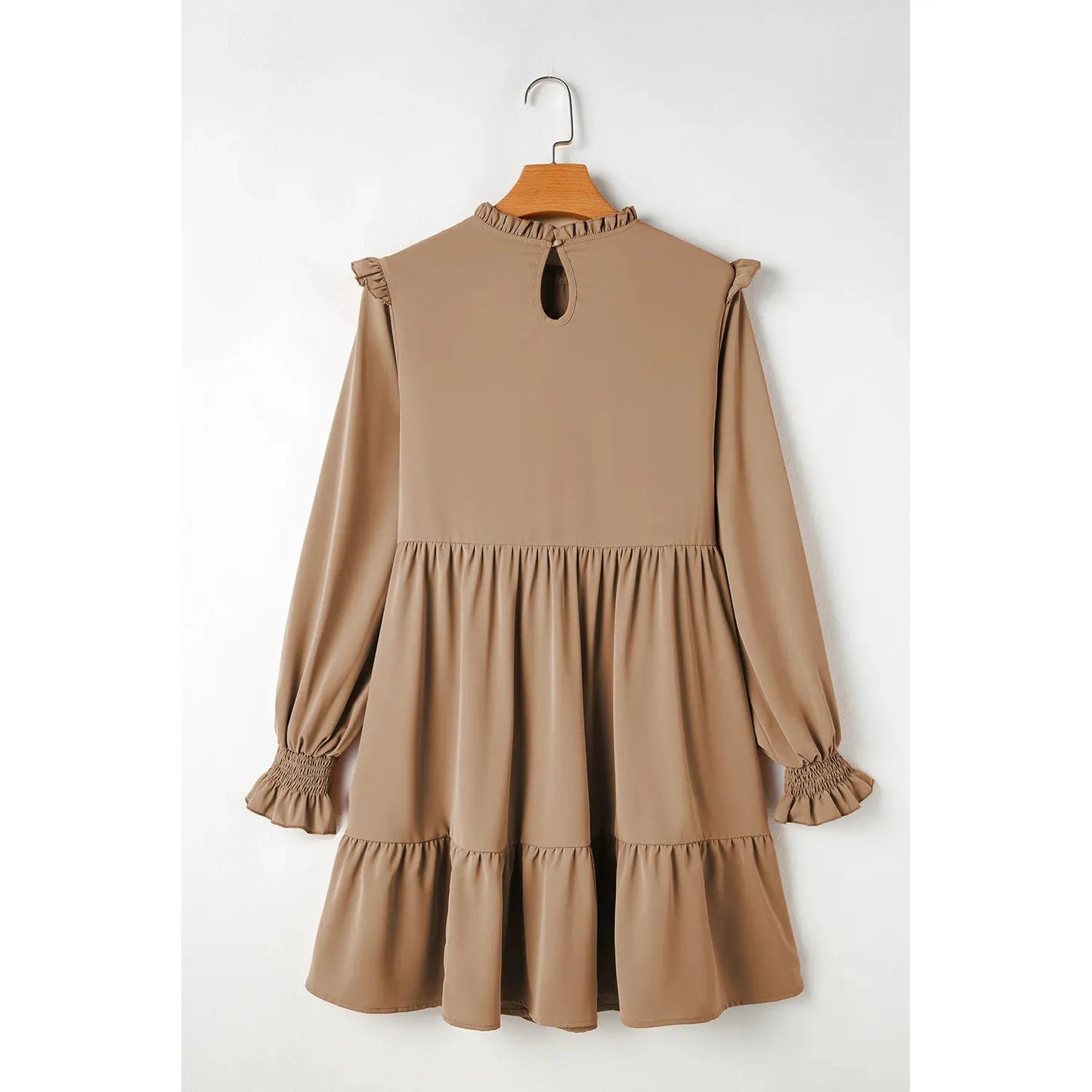 Frill Round Neck Flounce Sleeve Mini Dress