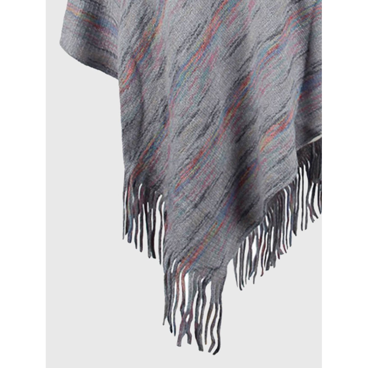 Fringe Hem Hooded Poncho