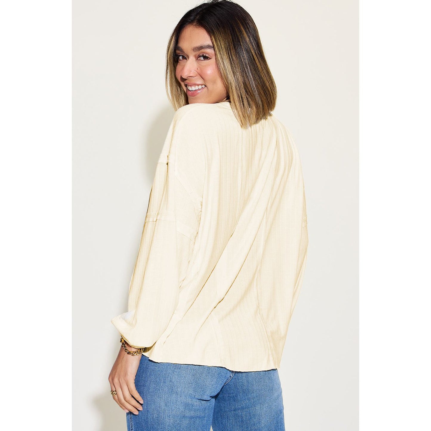 Basic Bae Full Size Ribbed Round Neck Long Sleeve T-Shirt