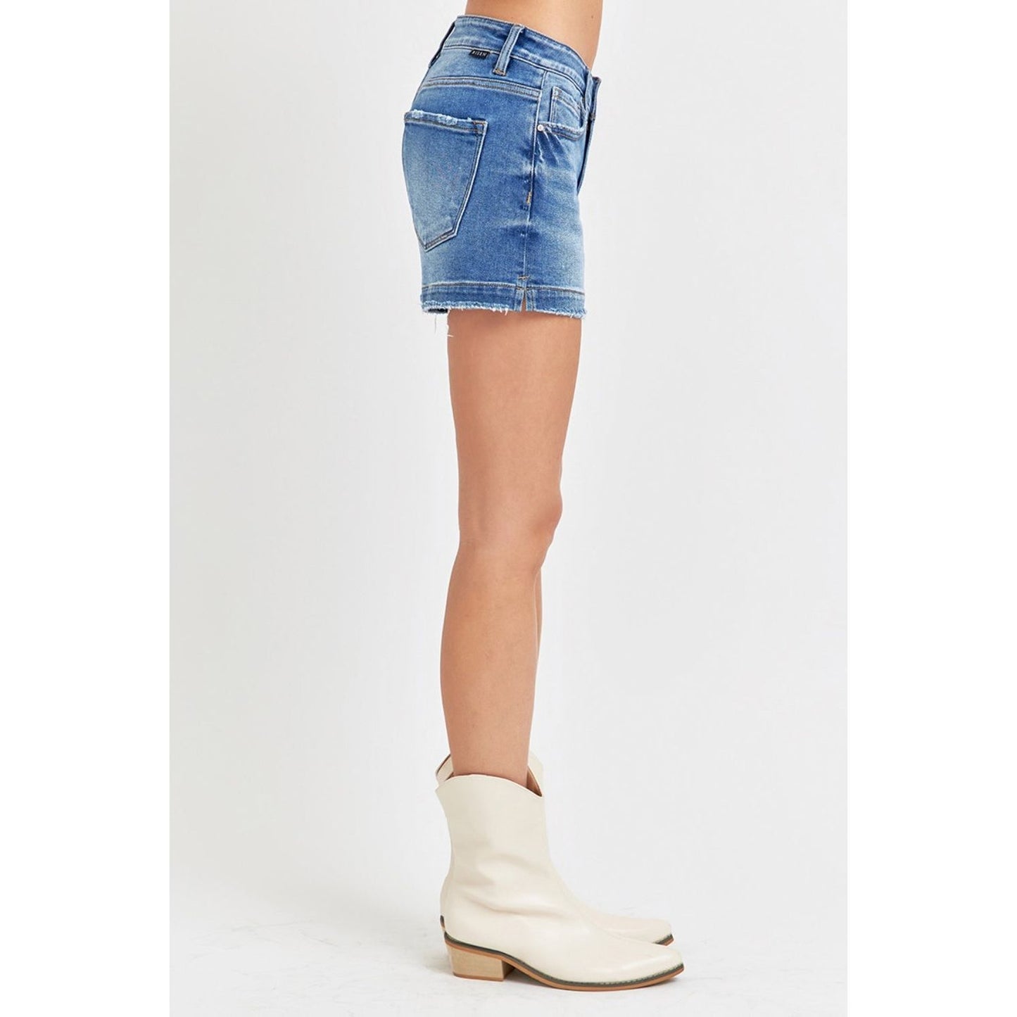 RISEN Low Rise Slit Denim Shorts