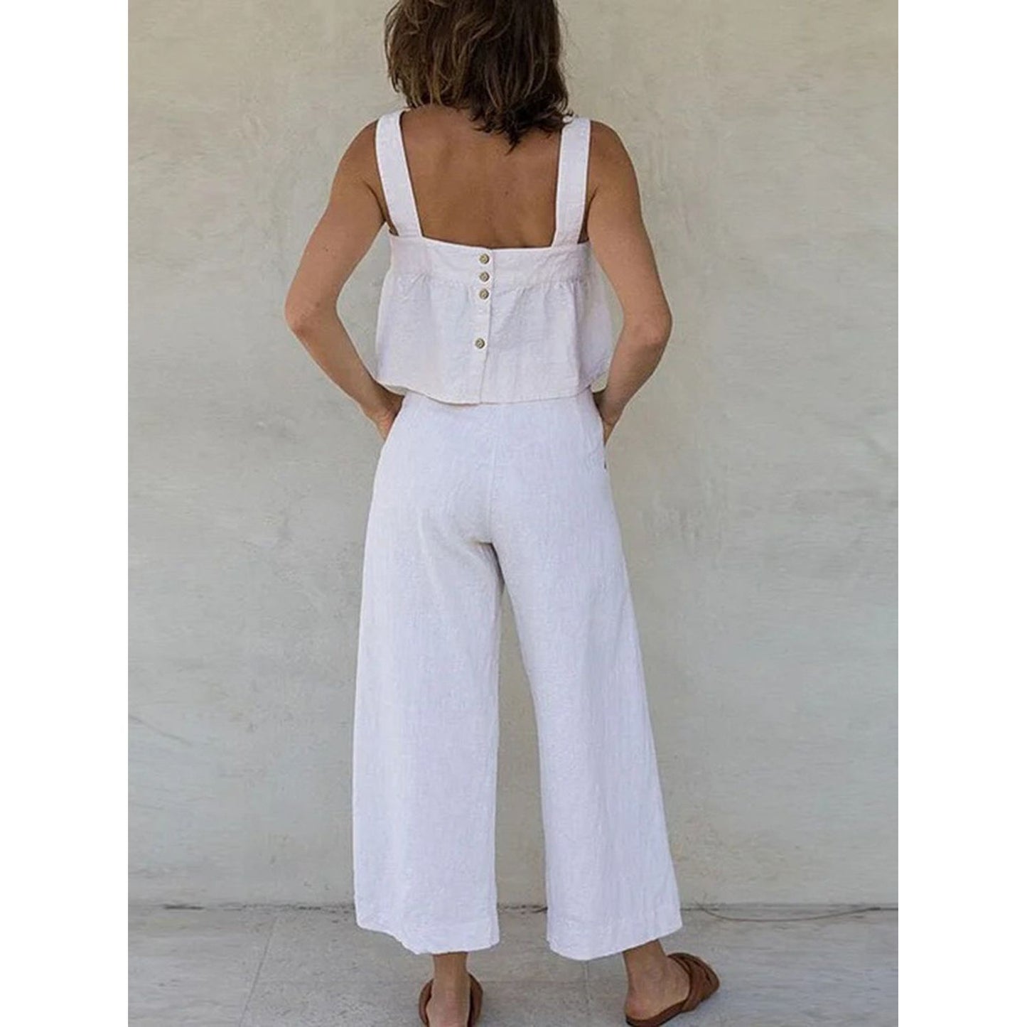 Square Neck Wide Strap Top and Pants Set