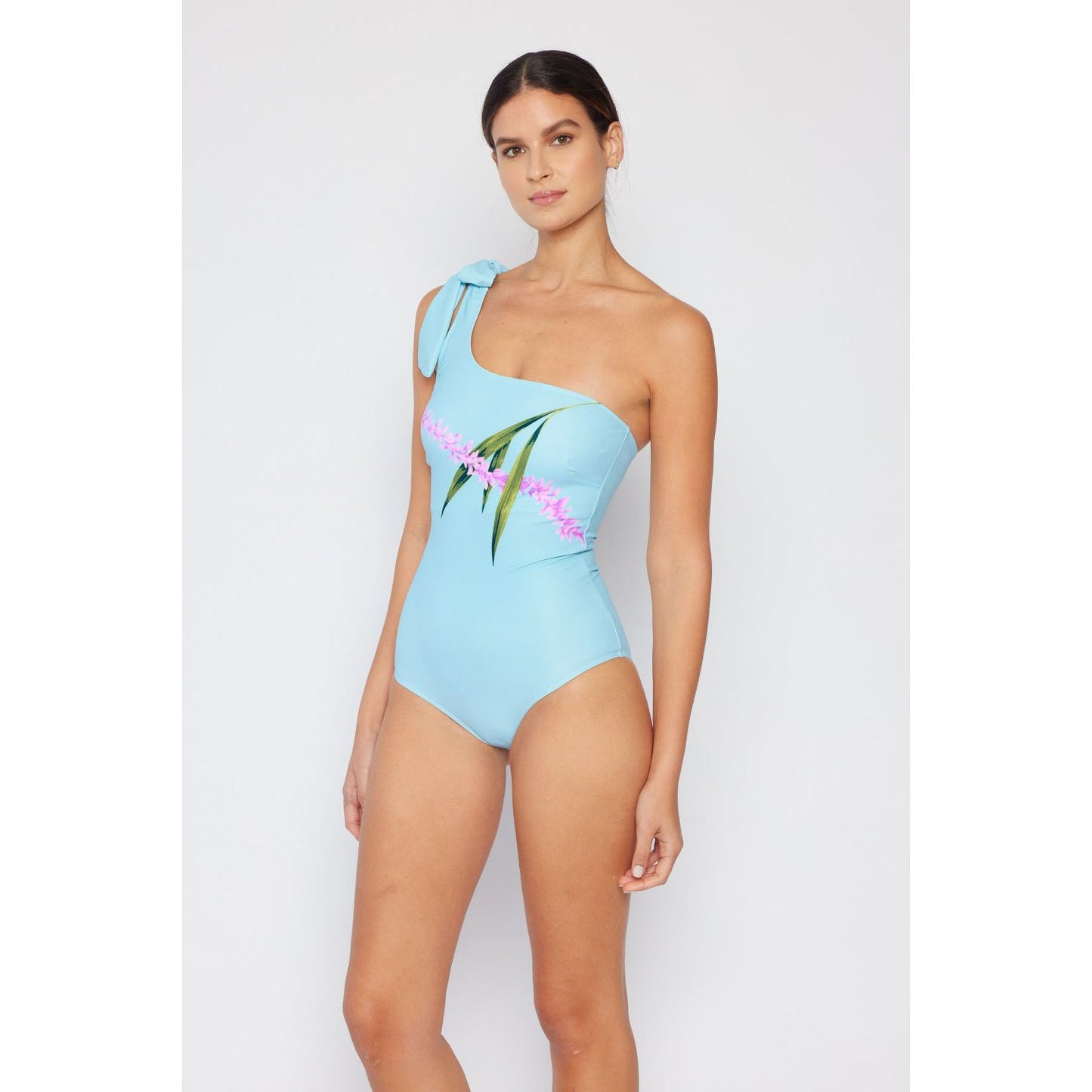 Marina West Swim Vacay Mode One Shoulder Swimsuit in Pastel Blue