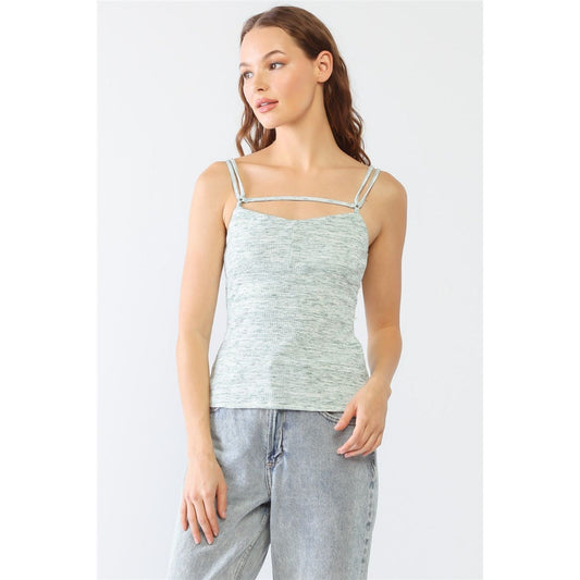 Le Lis Heathered Ribbed Adjustable Strap Cami