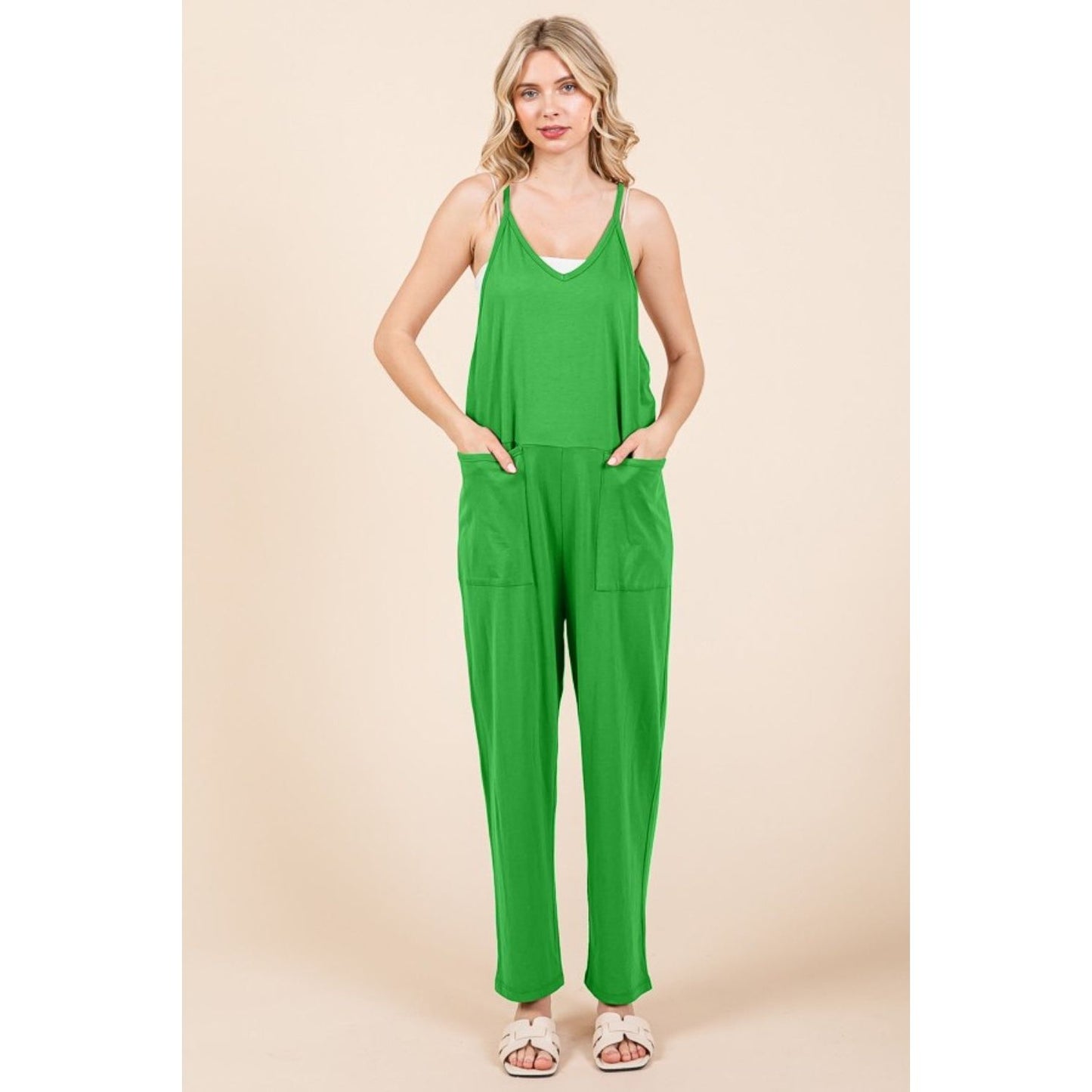 Culture Code Full Size Sleeveless Jumpsuit with Pockets