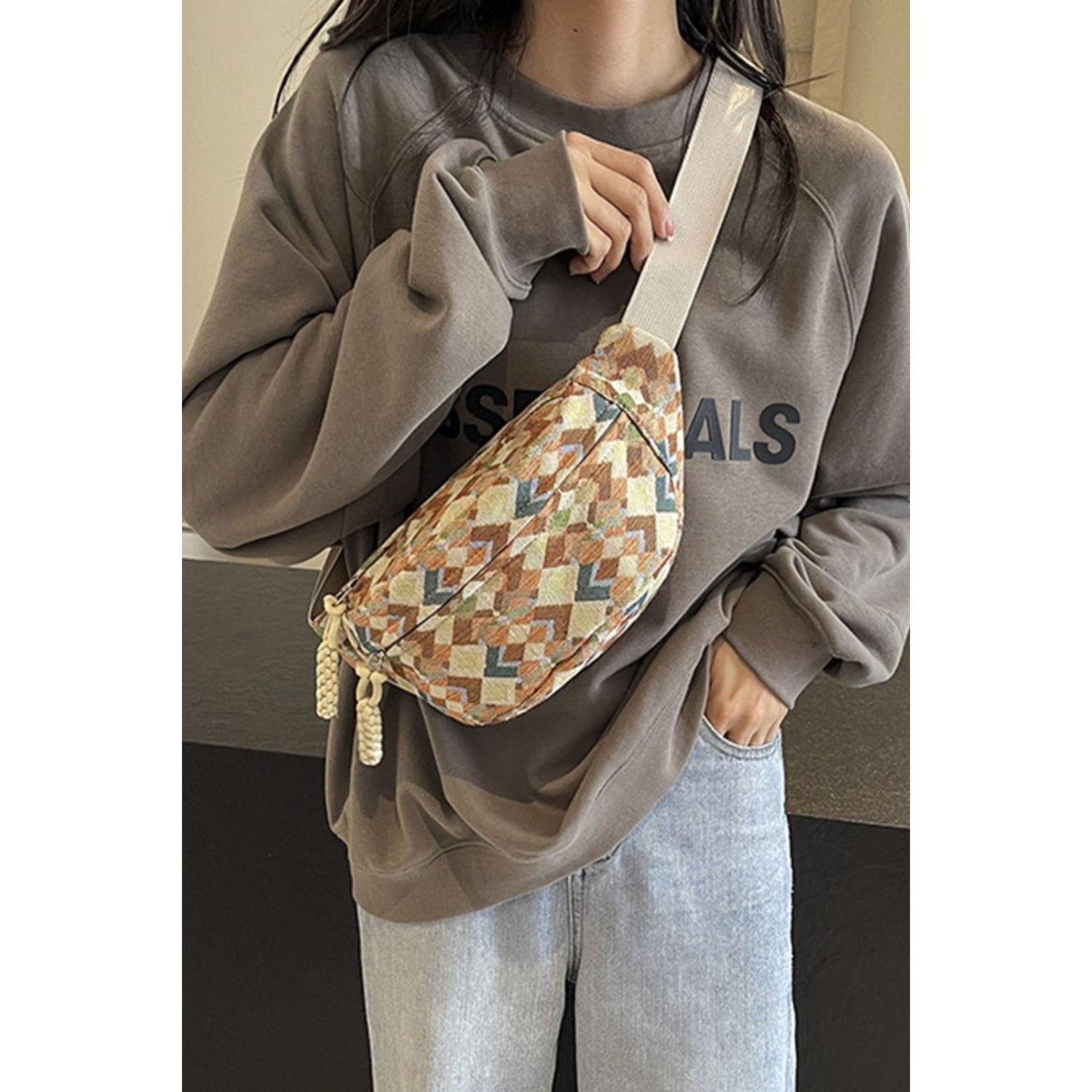 Adjustable Strap Canvas Sling Bag