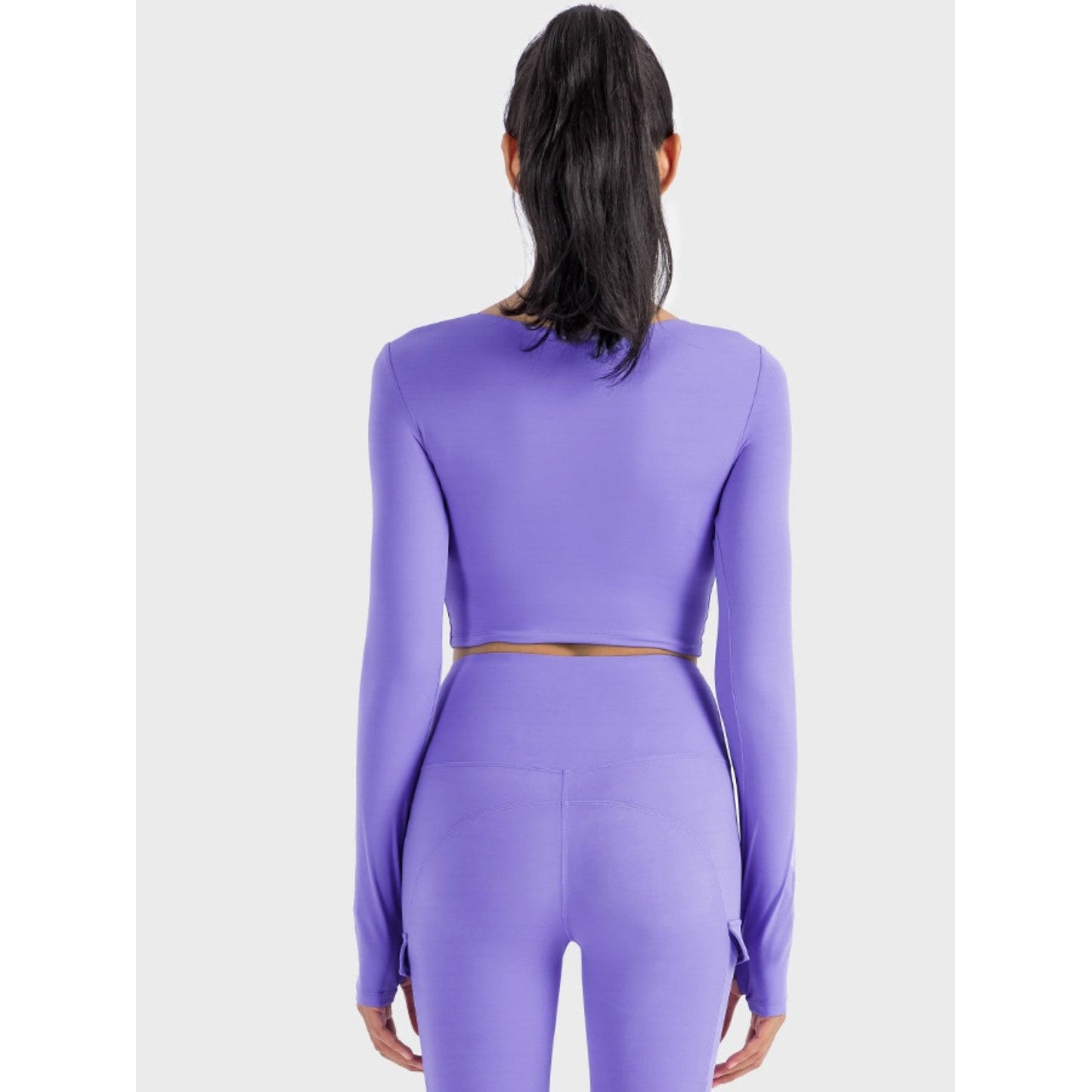 Ruched Cropped Long Sleeve Sports Top