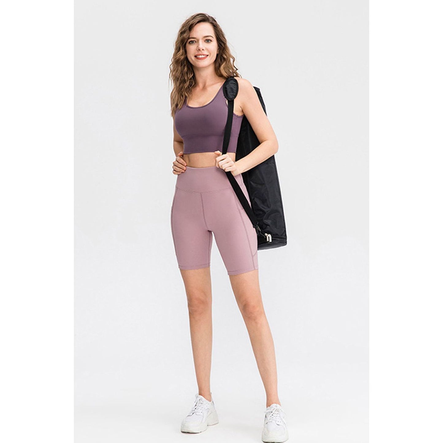 Wide Waistband Sports Shorts with Pockets