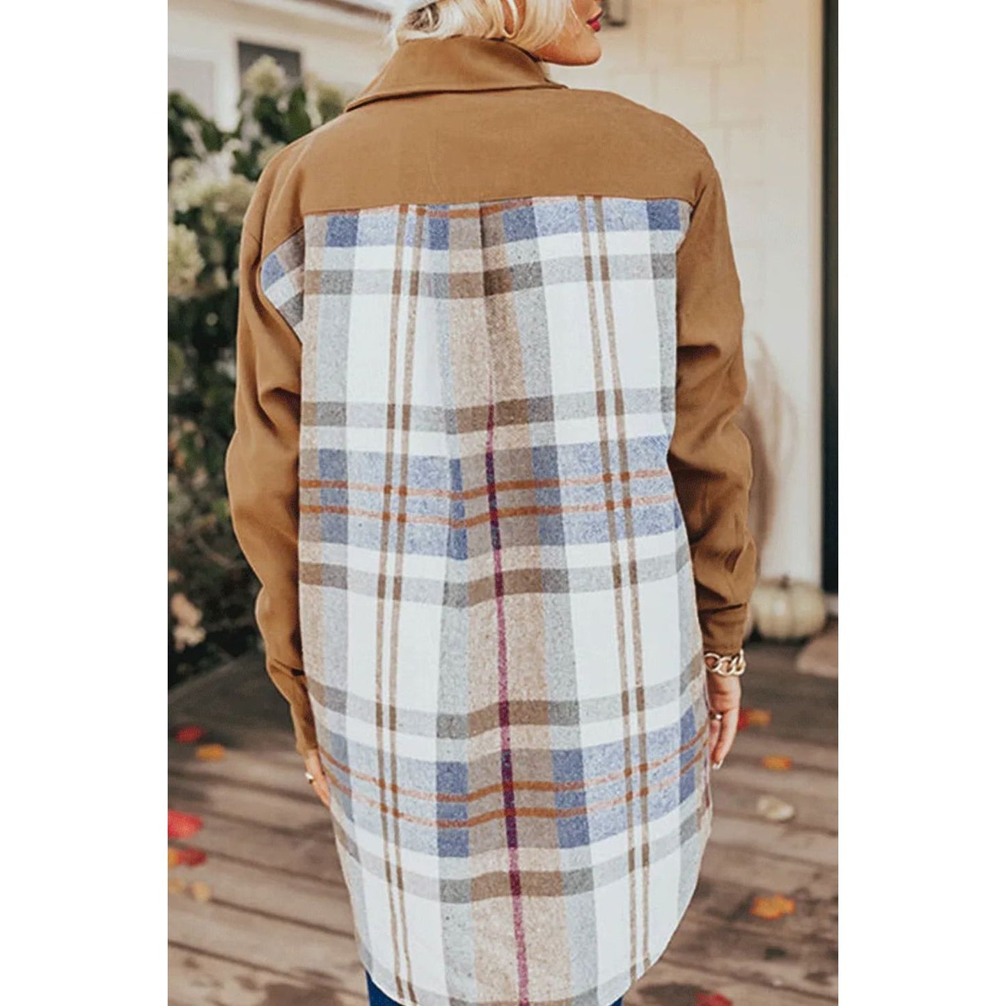 Pocketed Plaid Long Sleeve Mini Dress