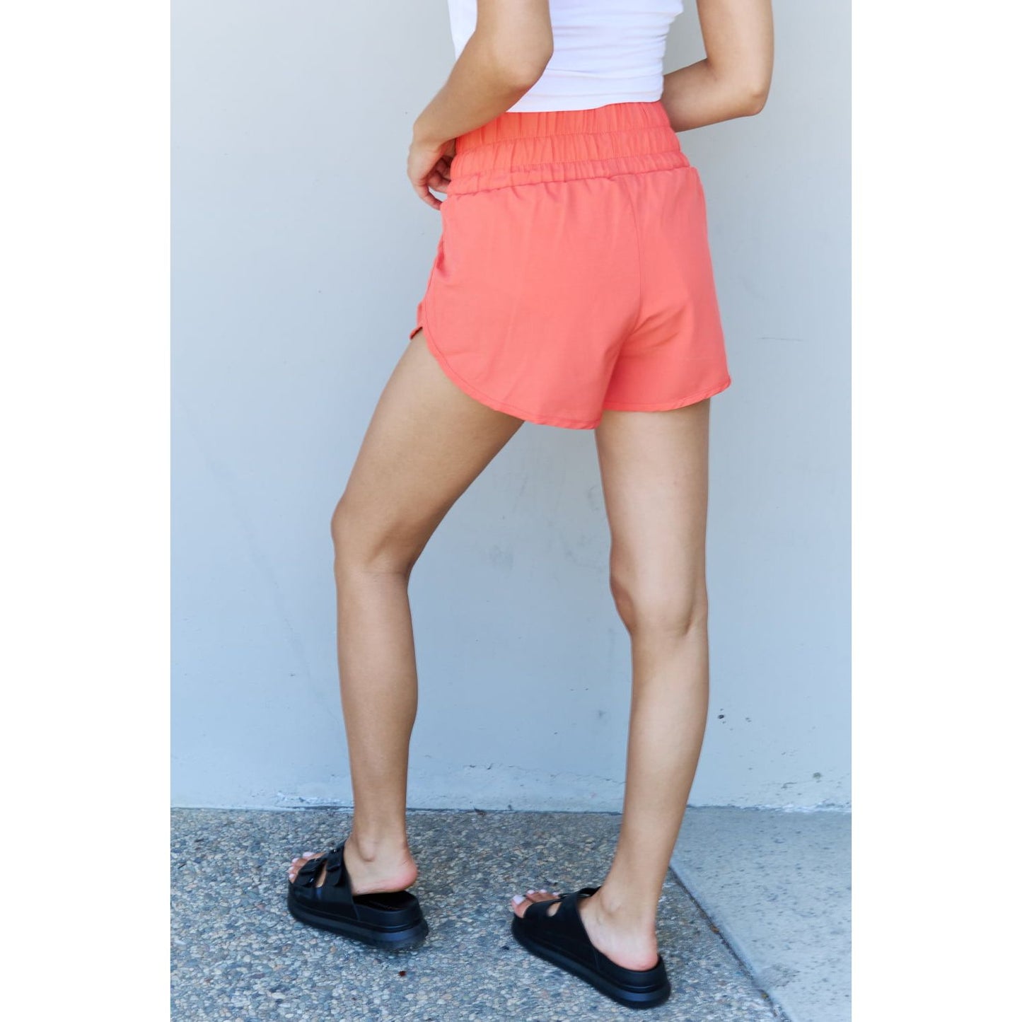 Ninexis Stay Active High Waistband Active Shorts in Coral