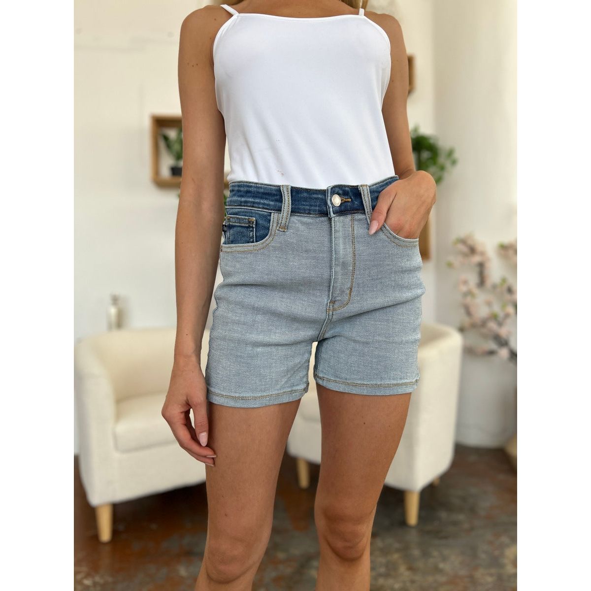 Judy Blue Full Size Color Block Denim Shorts