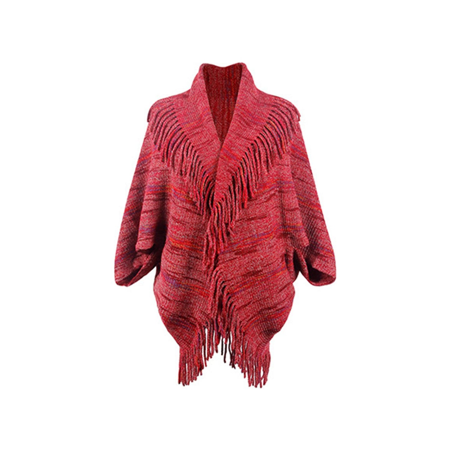 Fringe Detail Printed Poncho