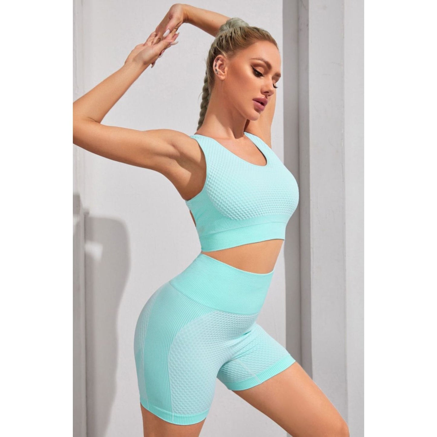 Round Neck Sports Bra and Shorts Set