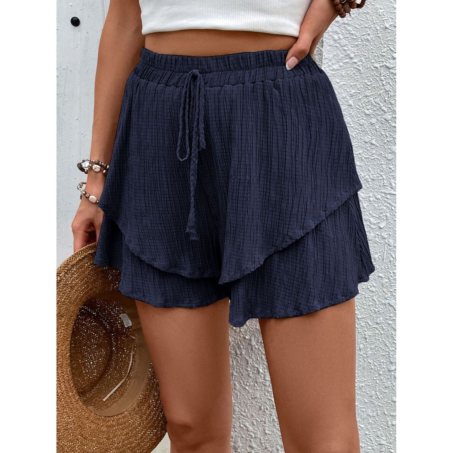 Perfee Tied Layered High Waist Shorts