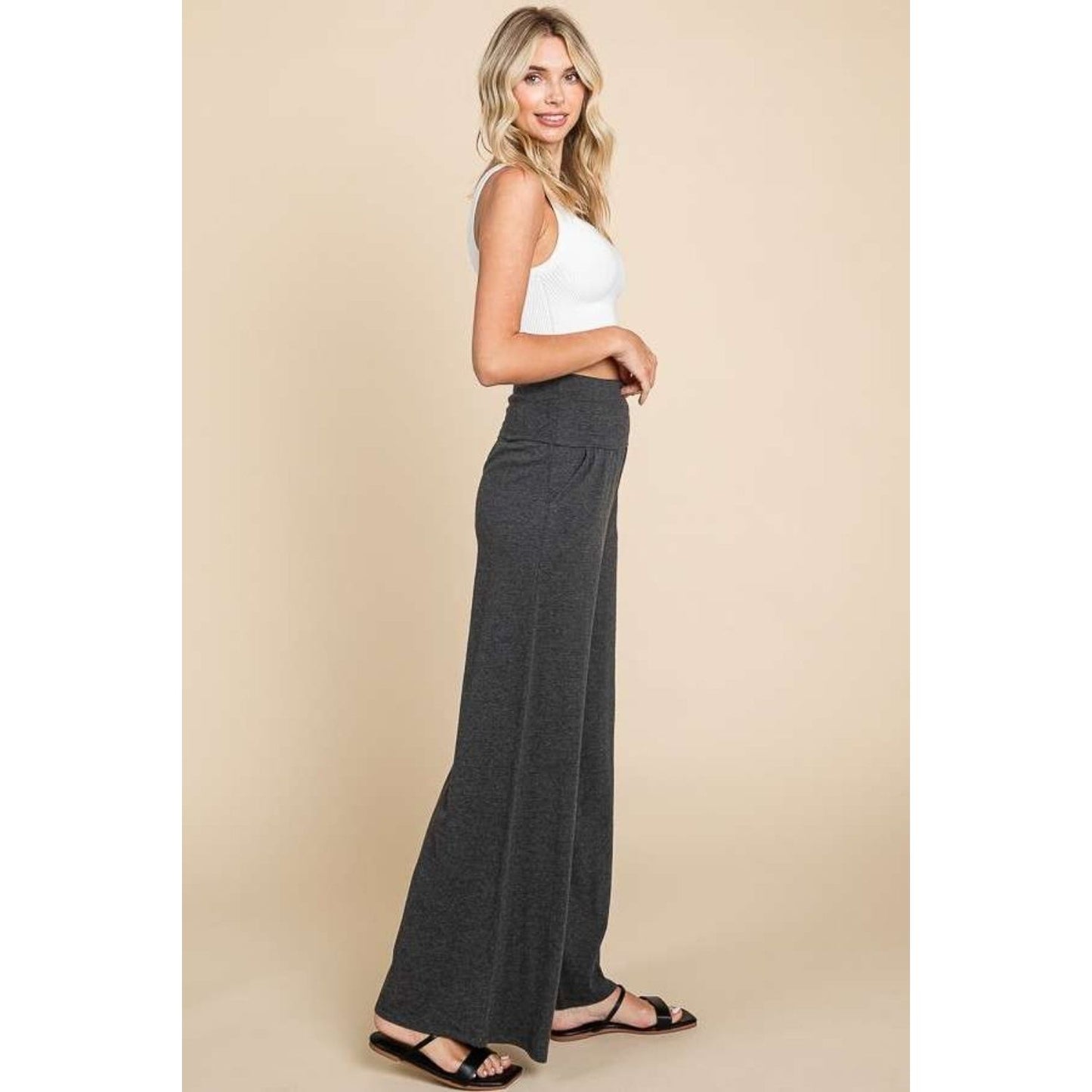 Culture Code Wide Waistband High Waist Wide Leg Pants